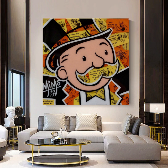 ChandeliersDecor.com-Monopoly Wall Poster-Alec Monopoly Man Premium Money Canvas Wall Art