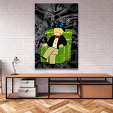 ChandeliersDecor.com-Monopoly Wall Poster-Alec Monopoly Millionaire on Dollars Canvas Print