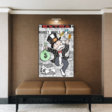 ChandeliersDecor.com-Monopoly Wall Poster-Alec Monopoly Money Bag Prints Newspaper Canvas Wall Art
