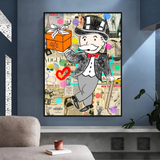 ChandeliersDecor.com-Monopoly Wall Poster-Alec Monopoly Money Gift Prints Newspaper Canvas Print