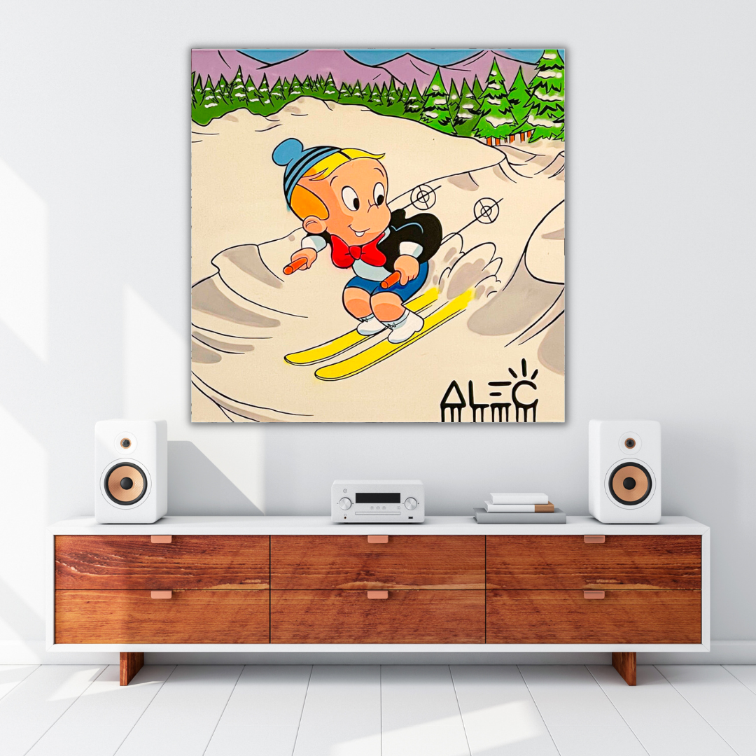 ChandeliersDecor.com-Monopoly Wall Poster-Alec Monopoly Money Maker Skiing Canvas Wall Art