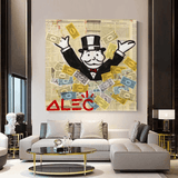 ChandeliersDecor.com-Monopoly Wall Poster-Alec Monopoly Money Man Millionaire Canvas Wall Art
