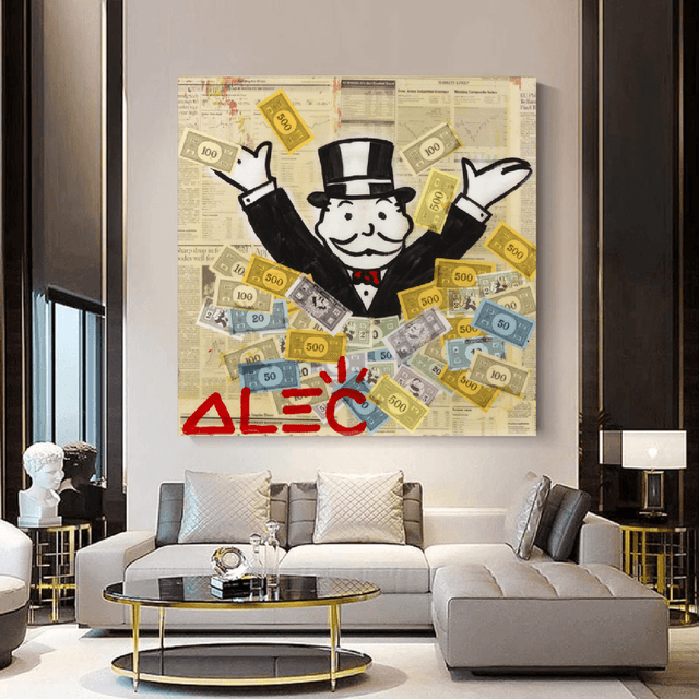 ChandeliersDecor.com-Monopoly Wall Poster-Alec Monopoly Money Man Millionaire Canvas Wall Art