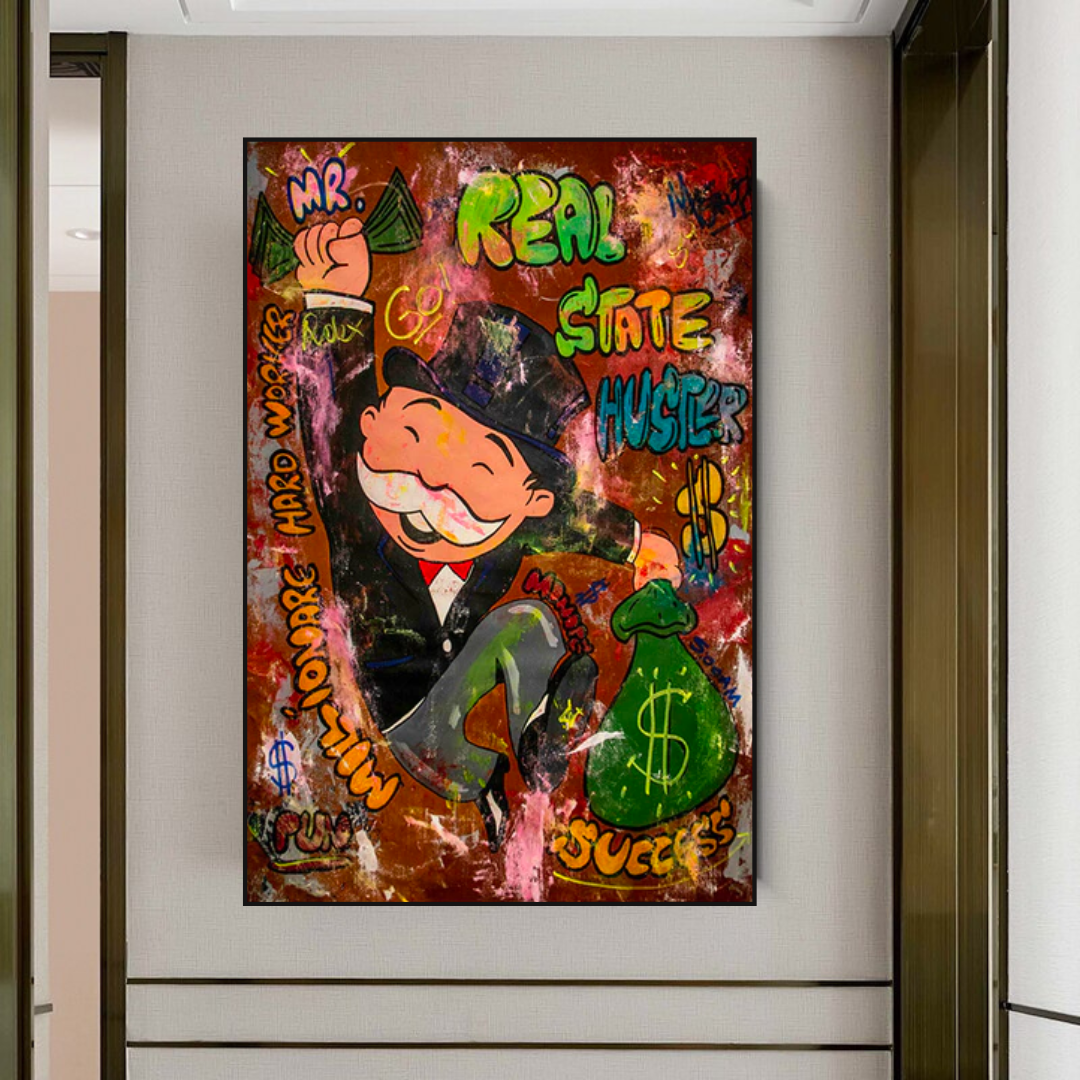 ChandeliersDecor.com-Monopoly Wall Poster-Alec Monopoly Money Man Real Estate Hustler Canvas Print