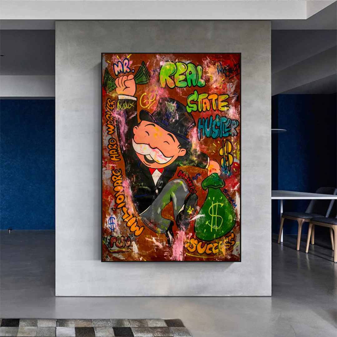 ChandeliersDecor.com-Monopoly Wall Poster-Alec Monopoly Money Man Real Estate Hustler Canvas Print