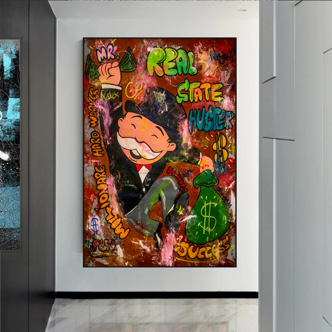 ChandeliersDecor.com-Monopoly Wall Poster-Alec Monopoly Money Man Real Estate Hustler Canvas Print