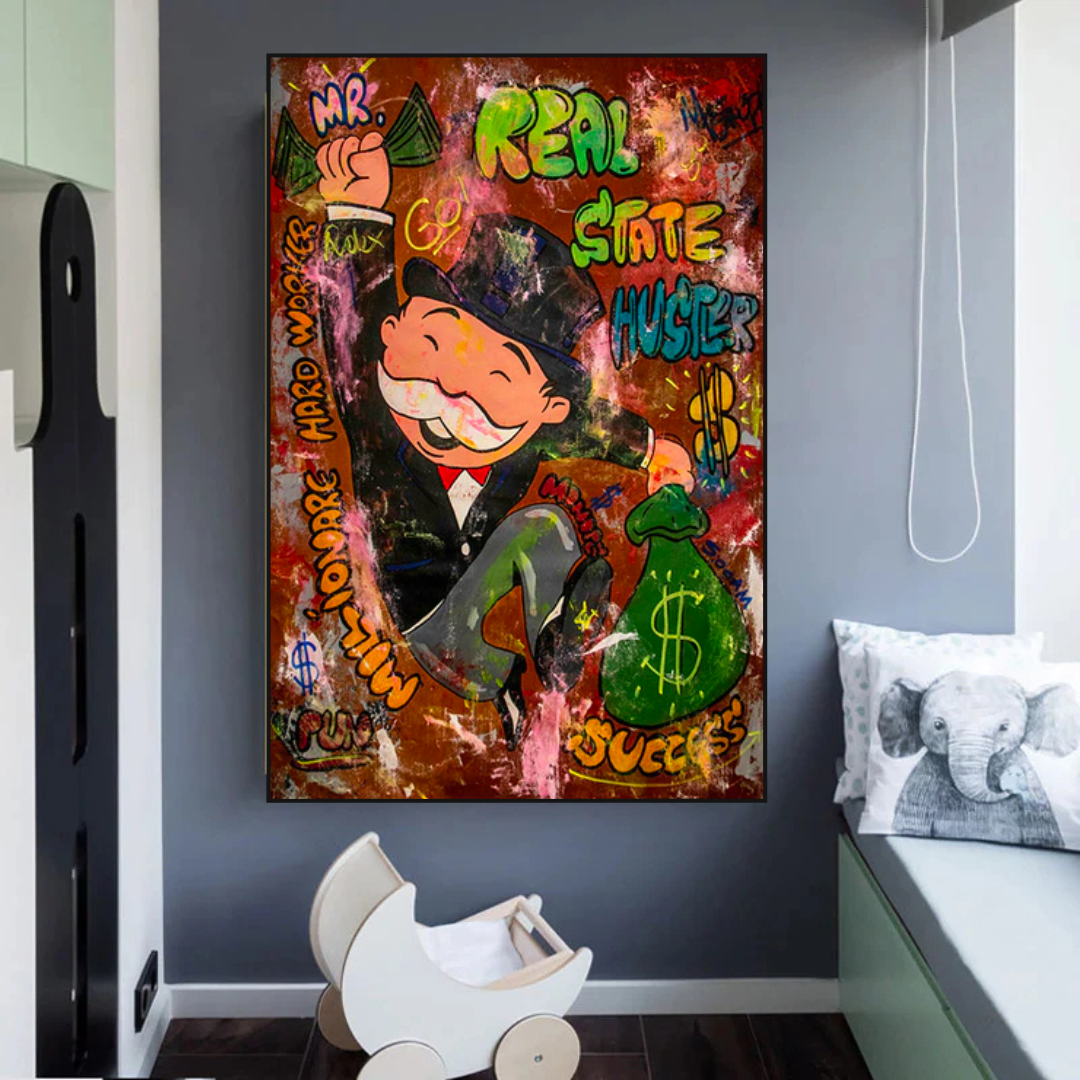 ChandeliersDecor.com-Monopoly Wall Poster-Alec Monopoly Money Man Real Estate Hustler Canvas Print
