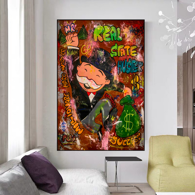 ChandeliersDecor.com-Monopoly Wall Poster-Alec Monopoly Money Man Real Estate Hustler Canvas Print