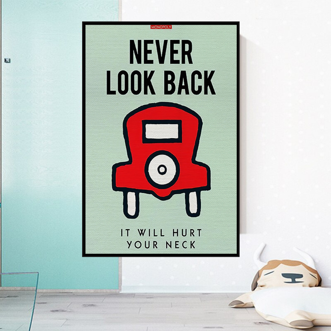 ChandeliersDecor.com-Monopoly Wall Poster-Alec Monopoly Never Look Back Play Card Canvas Wall Art