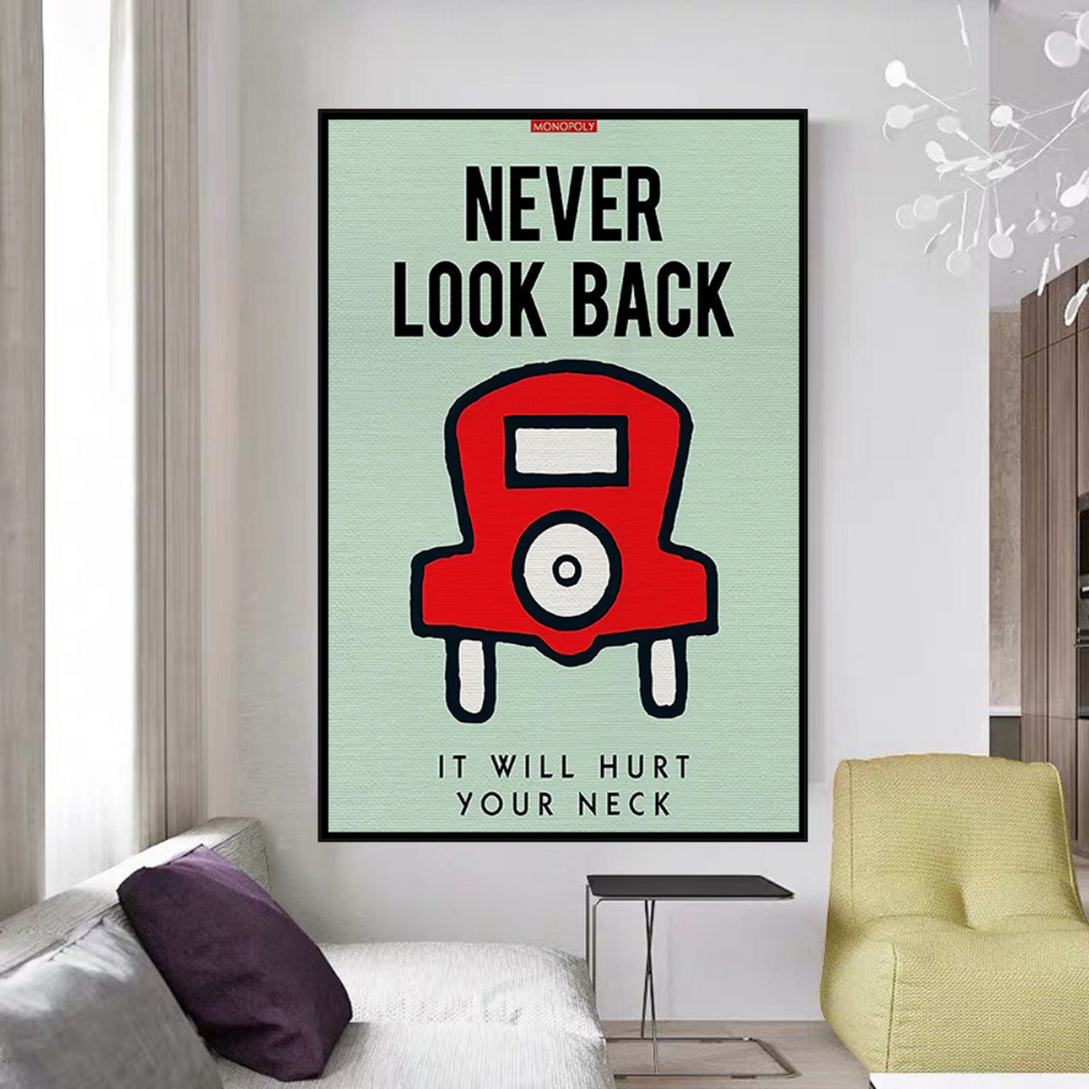 ChandeliersDecor.com-Monopoly Wall Poster-Alec Monopoly Never Look Back Play Card Canvas Wall Art