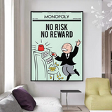 ChandeliersDecor.com-Monopoly Wall Poster-Alec Monopoly No Risk No Reward Play Card Canvas Wall Art