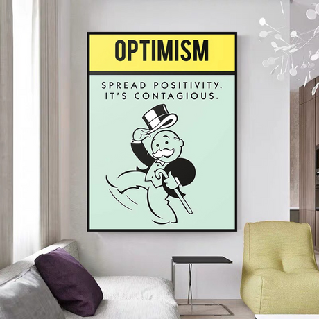 ChandeliersDecor.com-Monopoly Wall Poster-Alec Monopoly Optimism Play Card Canvas Wall Art