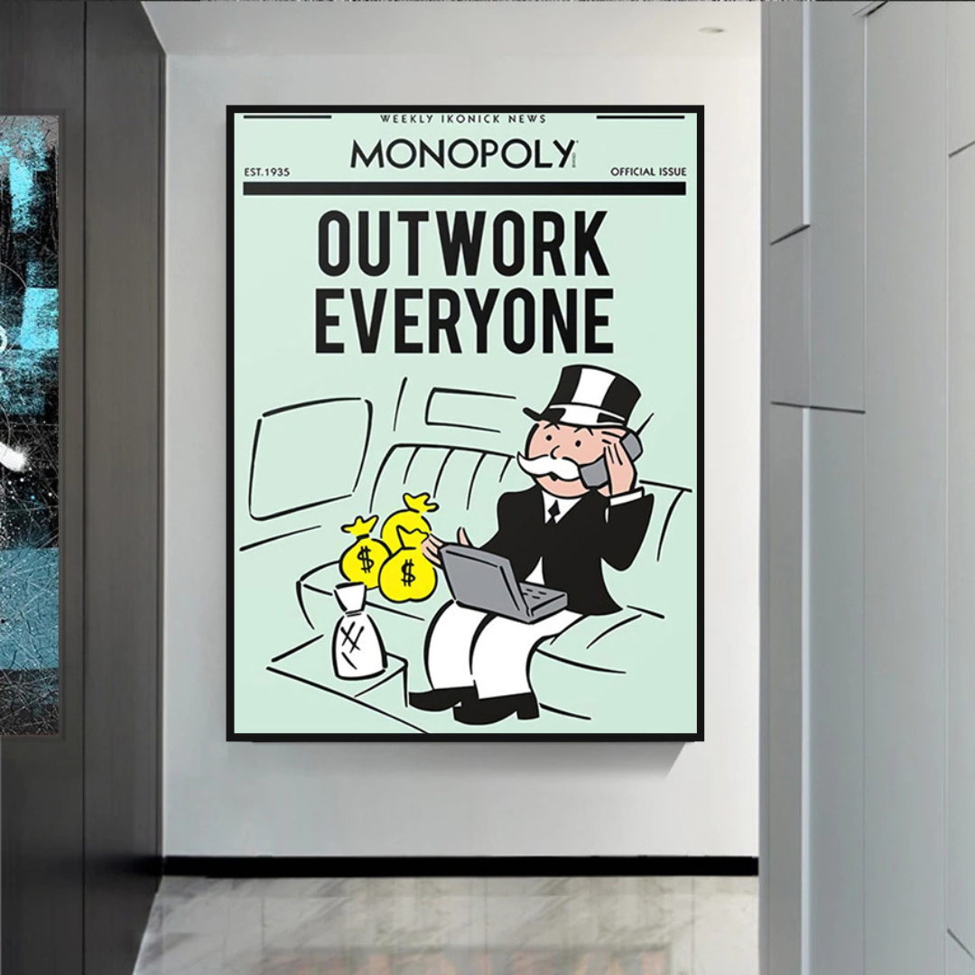 ChandeliersDecor.com-Monopoly Wall Poster-Alec Monopoly Outwork Everyone Play Card Canvas Wall Art