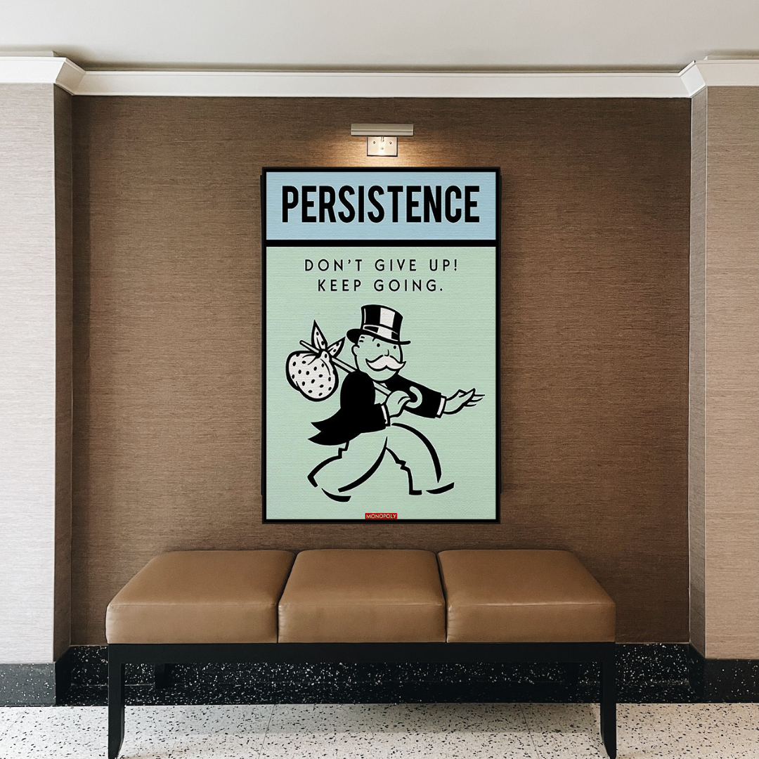 ChandeliersDecor.com-Monopoly Wall Poster-Alec Monopoly Persistence Dont Give Up Play Card Canvas Wall Art