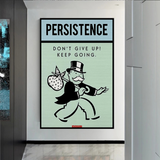 ChandeliersDecor.com-Monopoly Wall Poster-Alec Monopoly Persistence Dont Give Up Play Card Canvas Wall Art