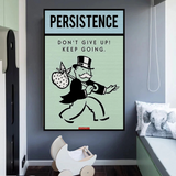 ChandeliersDecor.com-Monopoly Wall Poster-Alec Monopoly Persistence Dont Give Up Play Card Canvas Wall Art
