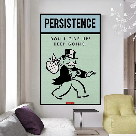 ChandeliersDecor.com-Monopoly Wall Poster-Alec Monopoly Persistence Dont Give Up Play Card Canvas Wall Art