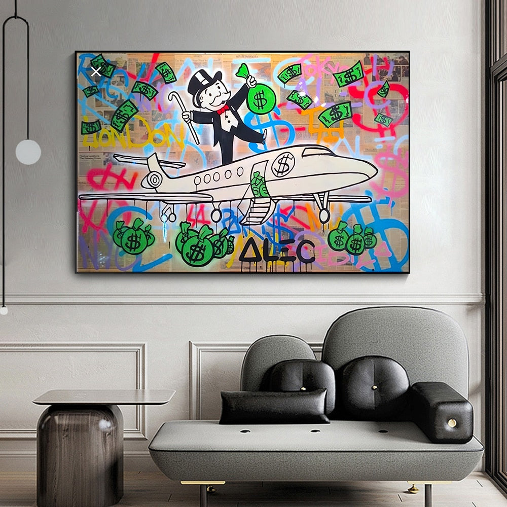 ChandeliersDecor.com-Monopoly Wall Poster-Alec Monopoly Private Jet Canvas Print