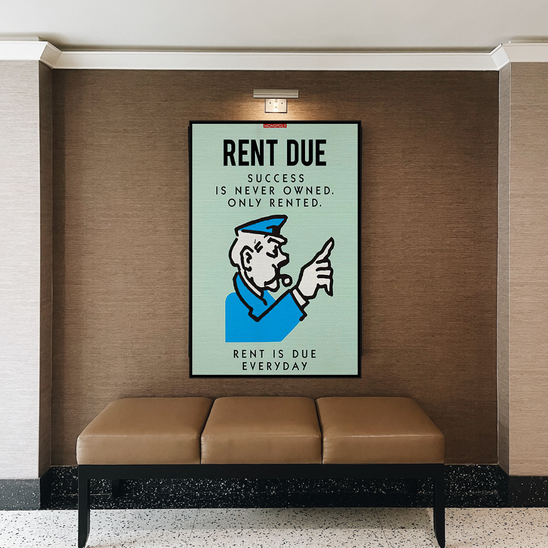 ChandeliersDecor.com-Monopoly Wall Poster-Alec Monopoly Rent Due Play Card Canvas Wall Art