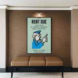 ChandeliersDecor.com-Monopoly Wall Poster-Alec Monopoly Rent Due Play Card Canvas Wall Art