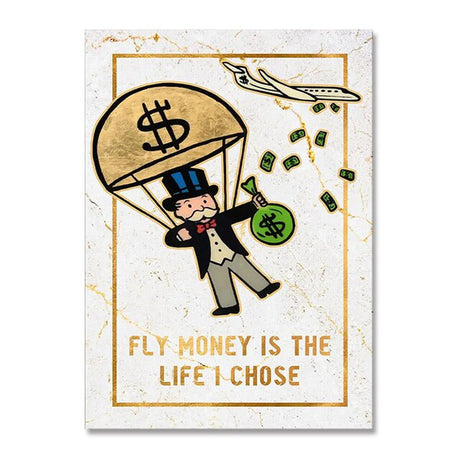 ChandeliersDecor.com-Monopoly Wall Poster-Alec Monopoly Rich Man Businessman Canvas Wall Art