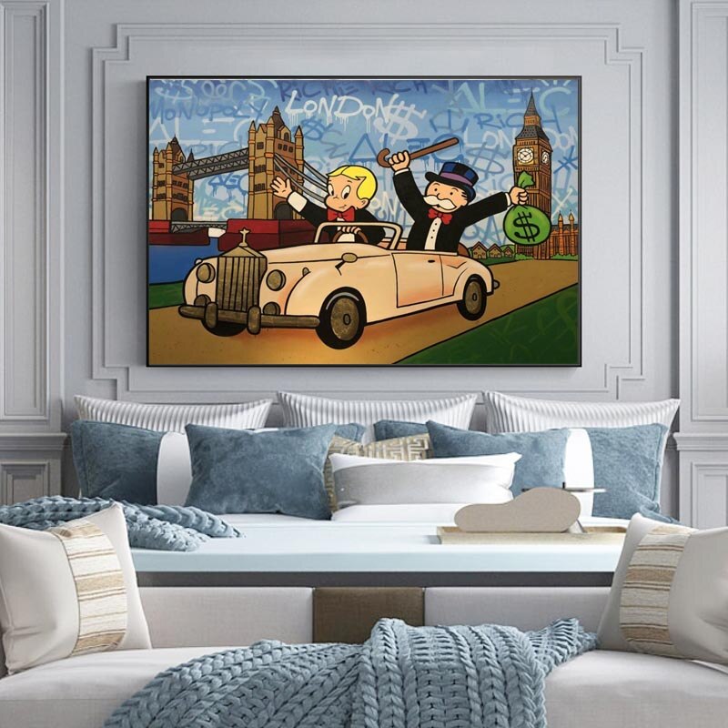 ChandeliersDecor.com-Monopoly Wall Poster-Alec Monopoly Richie Rich Money Canvas Wall Art