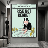 ChandeliersDecor.com-Monopoly Wall Poster-Alec Monopoly Risk Not Regret Play Card Canvas Wall Art