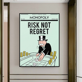 ChandeliersDecor.com-Monopoly Wall Poster-Alec Monopoly Risk Not Regret Play Card Canvas Wall Art