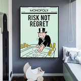 ChandeliersDecor.com-Monopoly Wall Poster-Alec Monopoly Risk Not Regret Play Card Canvas Wall Art