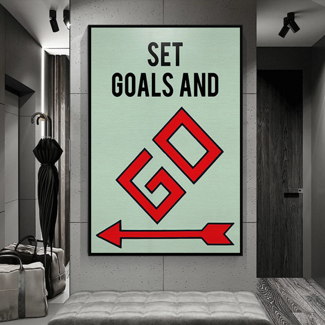 ChandeliersDecor.com-Monopoly Wall Poster-Alec Monopoly Set Goals and Go Play Card Canvas Wall Art