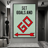 ChandeliersDecor.com-Monopoly Wall Poster-Alec Monopoly Set Goals and Go Play Card Canvas Wall Art
