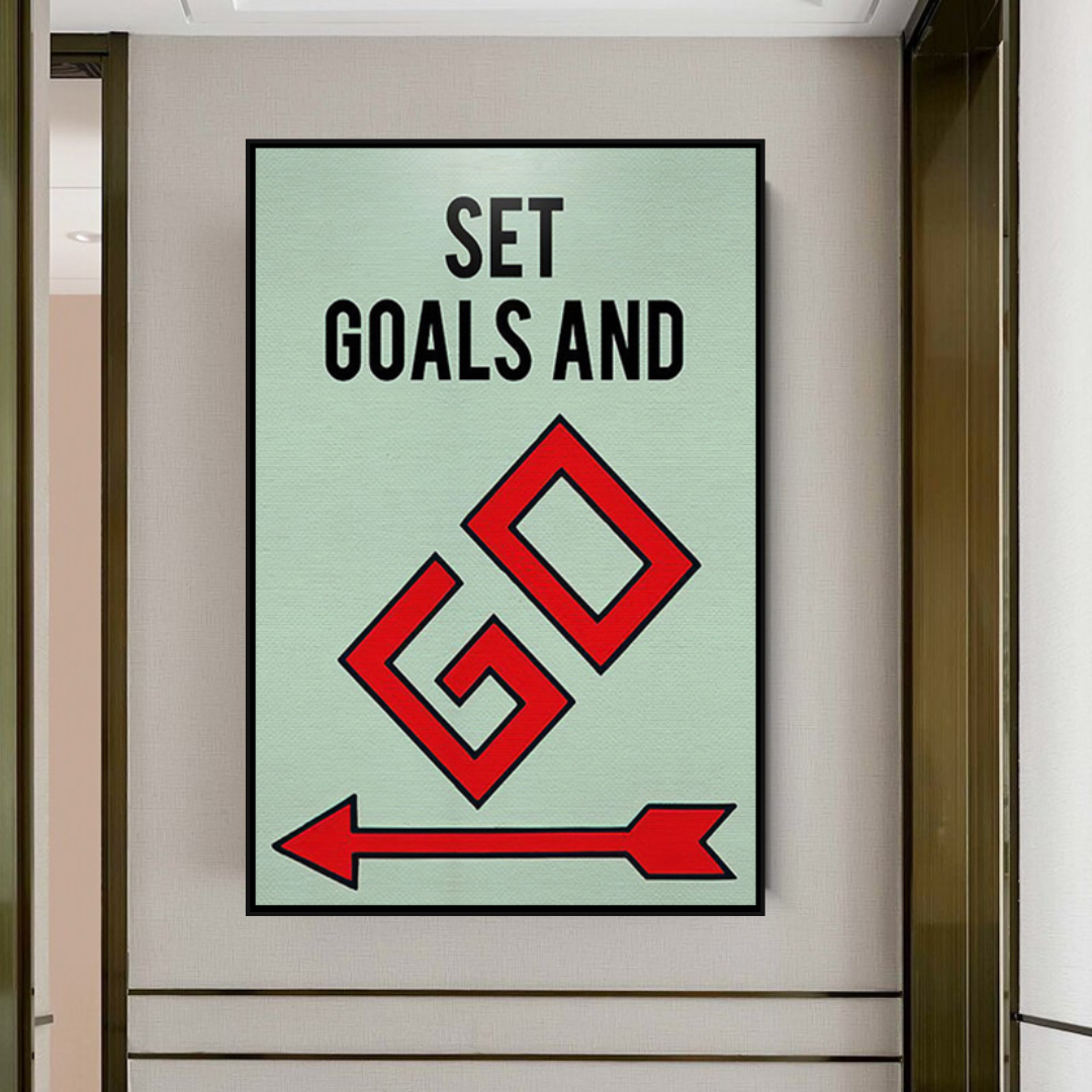 ChandeliersDecor.com-Monopoly Wall Poster-Alec Monopoly Set Goals and Go Play Card Canvas Wall Art