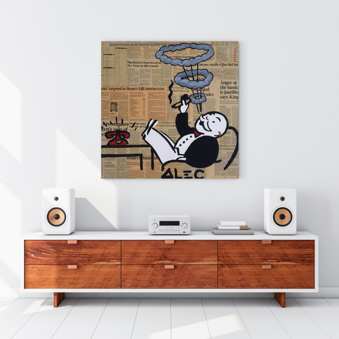 ChandeliersDecor.com-Monopoly Wall Poster-Alec Monopoly Smoking Cigar Canvas Wall Art