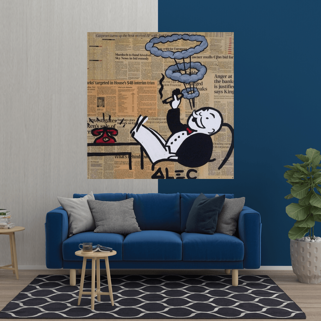 ChandeliersDecor.com-Monopoly Wall Poster-Alec Monopoly Smoking Cigar Canvas Wall Art