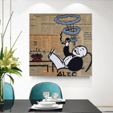 ChandeliersDecor.com-Monopoly Wall Poster-Alec Monopoly Smoking Cigar Canvas Wall Art