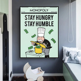 ChandeliersDecor.com-Monopoly Wall Poster-Alec Monopoly Stay Hungry Stay Humble Play Card Canvas Wall Art