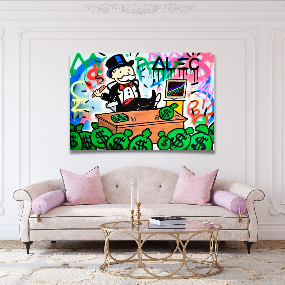 ChandeliersDecor.com-Monopoly Wall Poster-Alec Monopoly Stock Broker Art: Millionaire Canvas Print