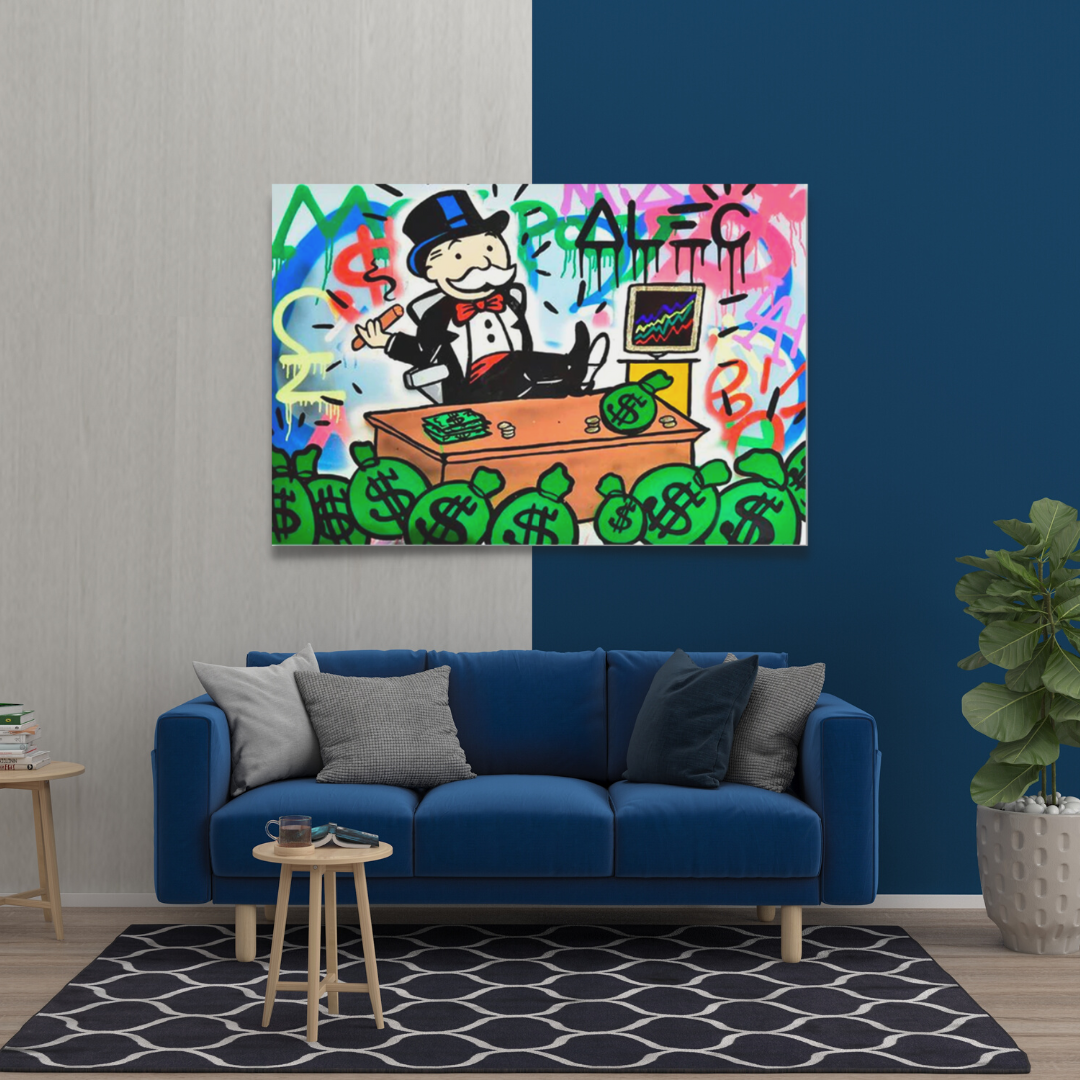 ChandeliersDecor.com-Monopoly Wall Poster-Alec Monopoly Stock Broker Art: Millionaire Canvas Print