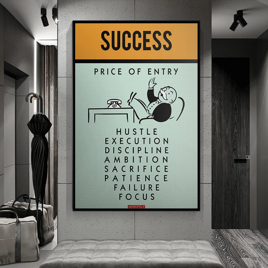 ChandeliersDecor.com-Monopoly Wall Poster-Alec Monopoly Success Price of Entry Play Card Canvas Wall Art