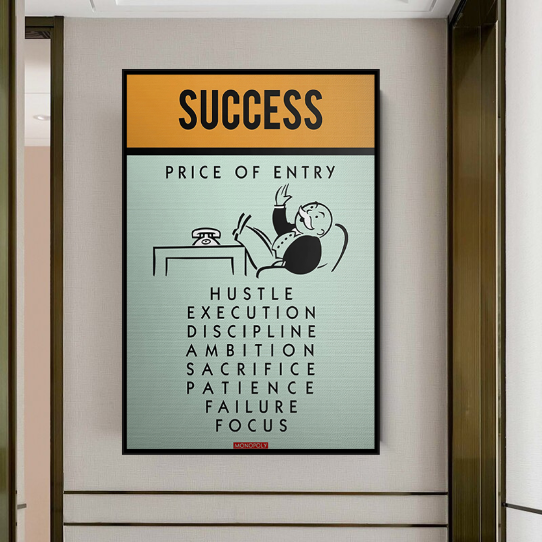 ChandeliersDecor.com-Monopoly Wall Poster-Alec Monopoly Success Price of Entry Play Card Canvas Wall Art