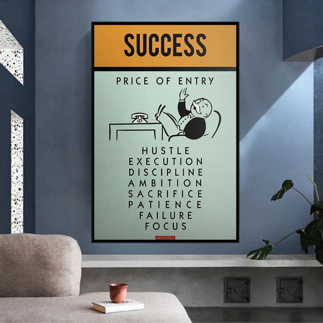 ChandeliersDecor.com-Monopoly Wall Poster-Alec Monopoly Success Price of Entry Play Card Canvas Wall Art