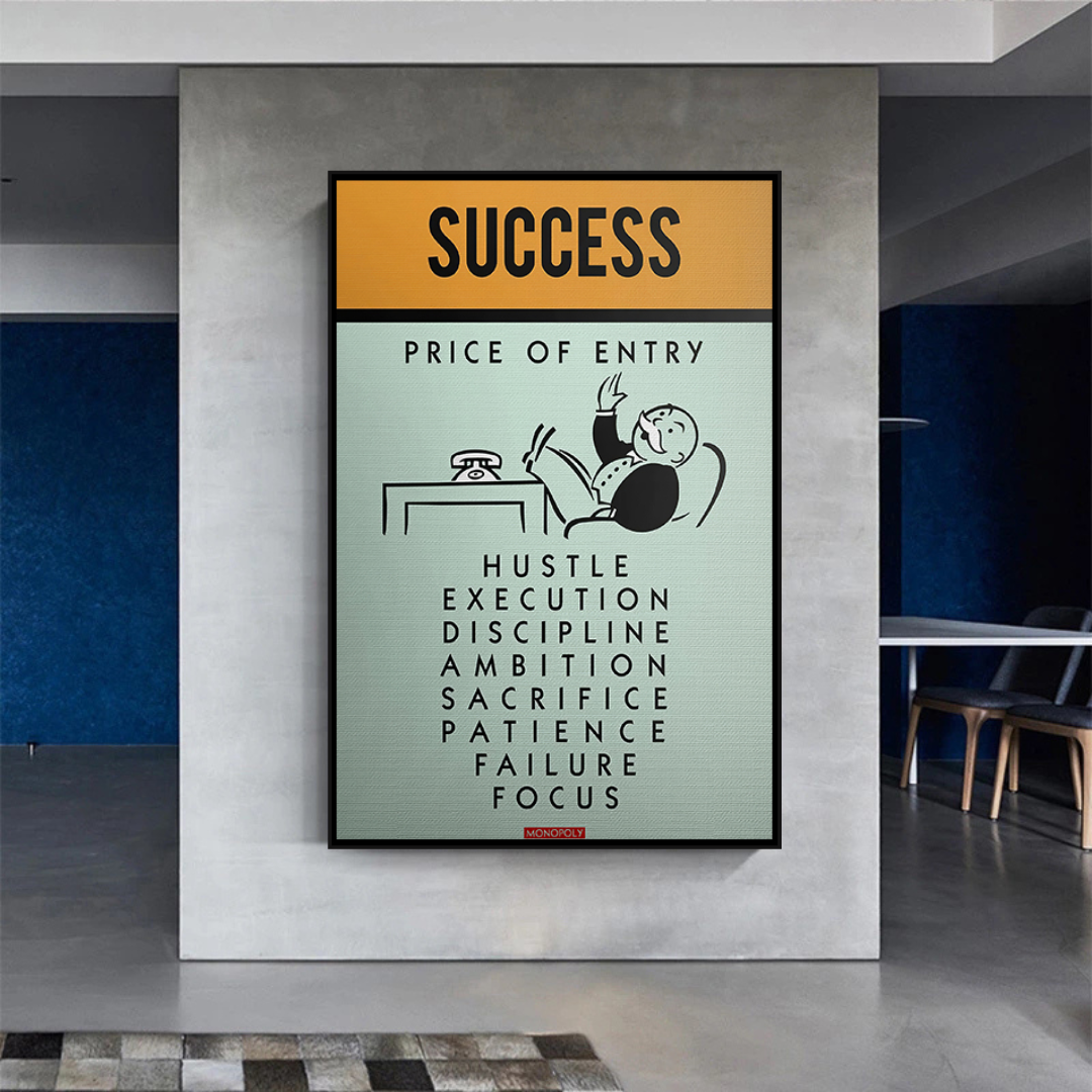 ChandeliersDecor.com-Monopoly Wall Poster-Alec Monopoly Success Price of Entry Play Card Canvas Wall Art