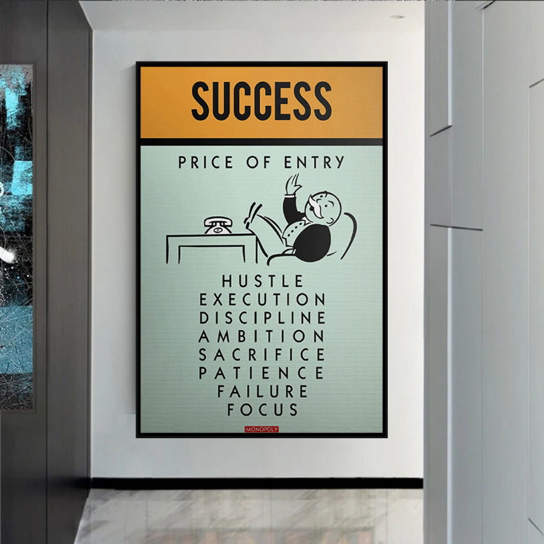 ChandeliersDecor.com-Monopoly Wall Poster-Alec Monopoly Success Price of Entry Play Card Canvas Wall Art