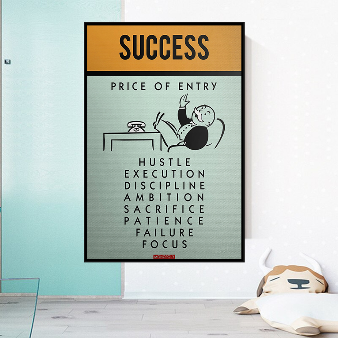 ChandeliersDecor.com-Monopoly Wall Poster-Alec Monopoly Success Price of Entry Play Card Canvas Wall Art