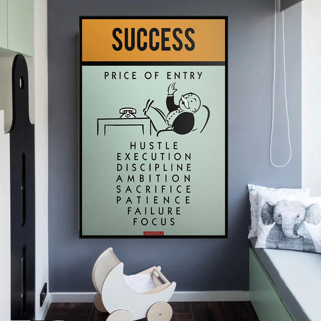ChandeliersDecor.com-Monopoly Wall Poster-Alec Monopoly Success Price of Entry Play Card Canvas Wall Art