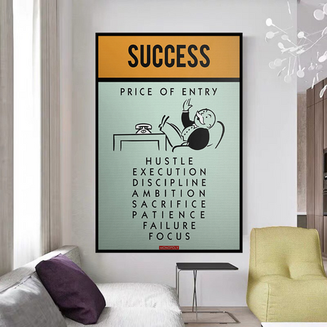 ChandeliersDecor.com-Monopoly Wall Poster-Alec Monopoly Success Price of Entry Play Card Canvas Wall Art