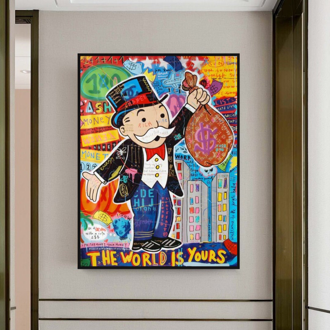 ChandeliersDecor.com-Monopoly Wall Poster-Alec Monopoly The World is Yours Canvas Print