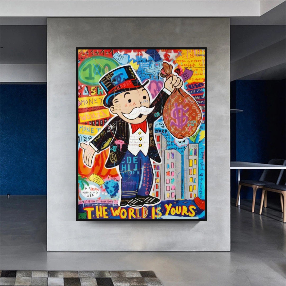 ChandeliersDecor.com-Monopoly Wall Poster-Alec Monopoly The World is Yours Canvas Print