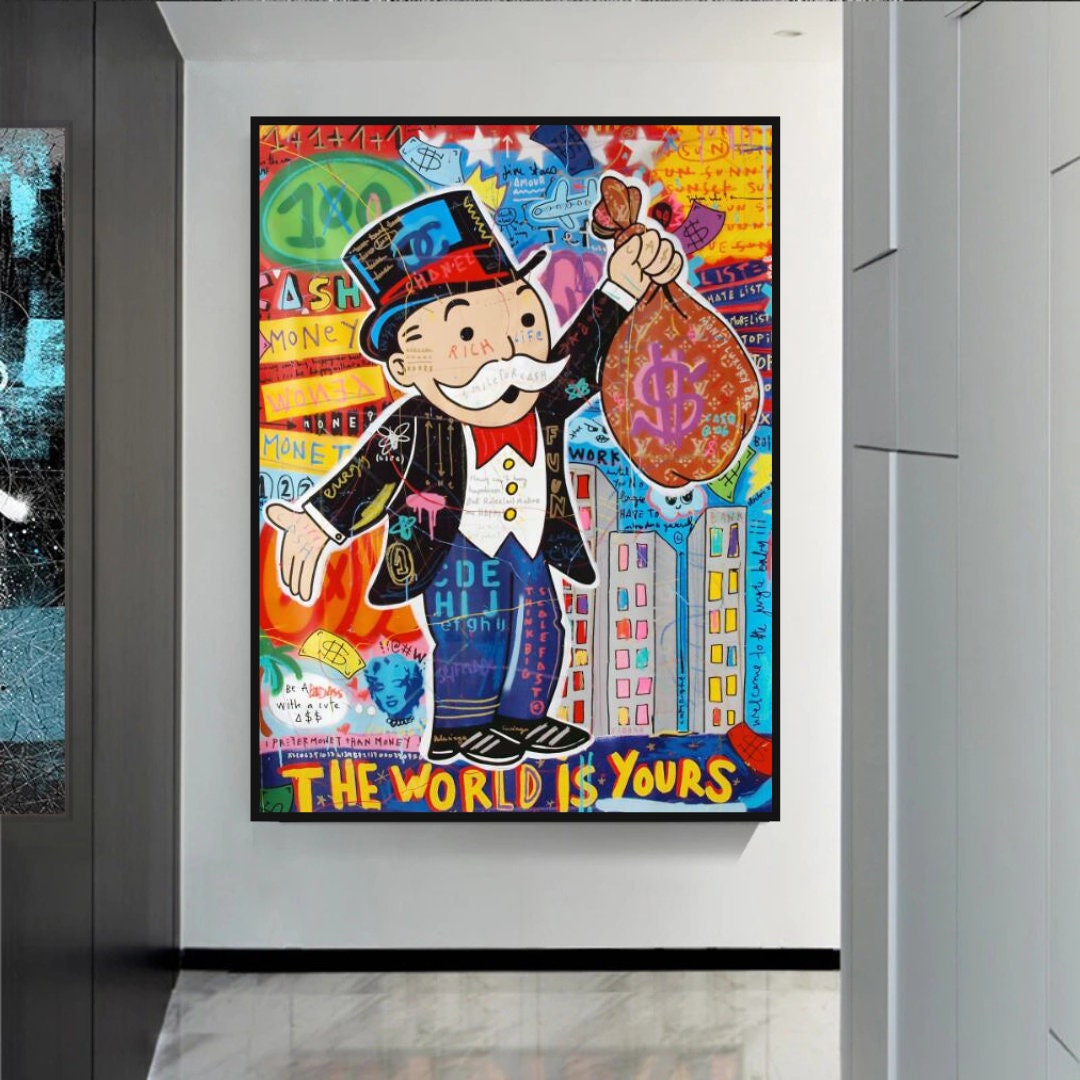 ChandeliersDecor.com-Monopoly Wall Poster-Alec Monopoly The World is Yours Canvas Print