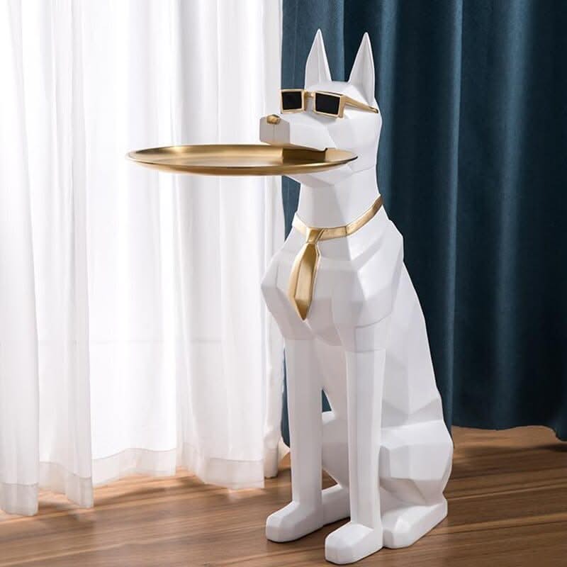 ChandeliersDecor.com-Supreme Sculptures-Alsatian Dog Tray Decoration Statue: Exquisite Home Décor